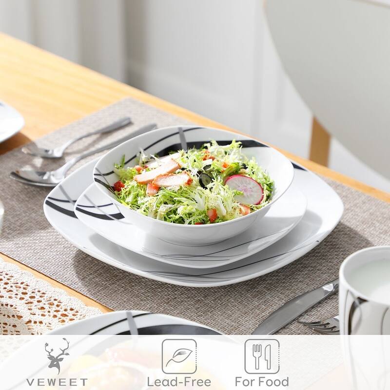 VEWEET 'Fiona' Porcelain 50-Piece Dinnerware Set (Service for 6)