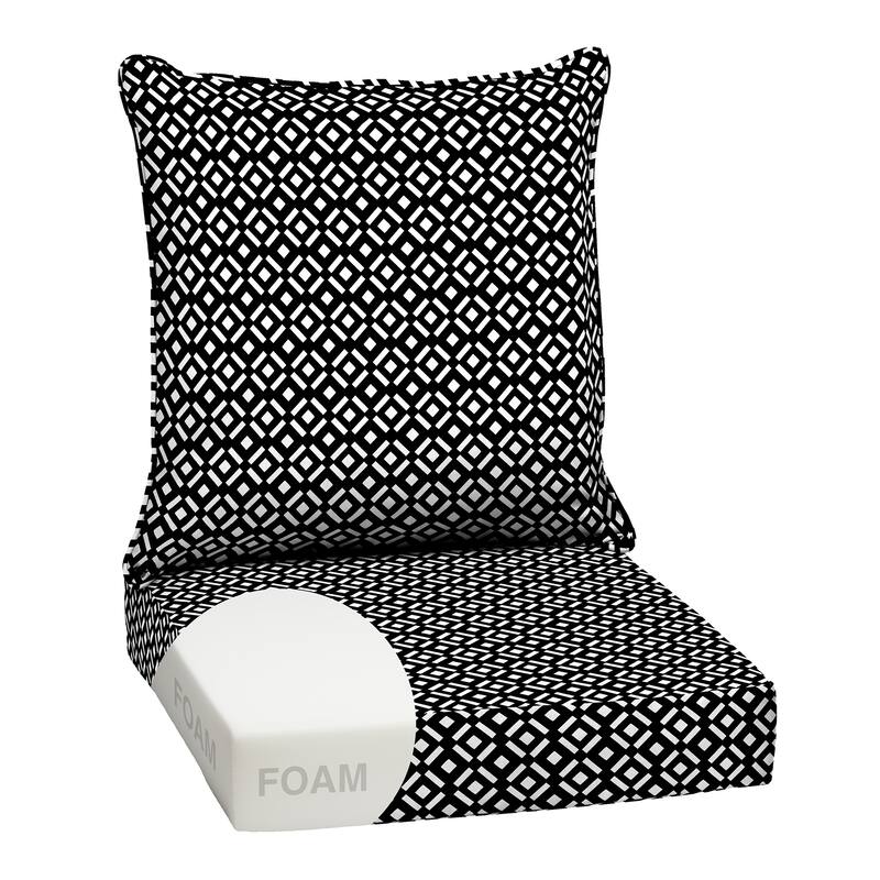 ARDEN Outdoor Foam Deep Seat Cushion Set, 24 in x 24 in - Black Demi Tile