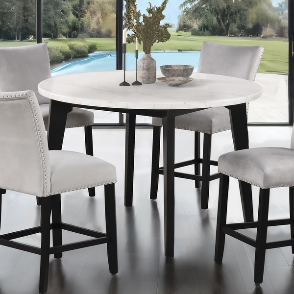 Furniture of America Fieny Modern Genuine White Marble Round 45