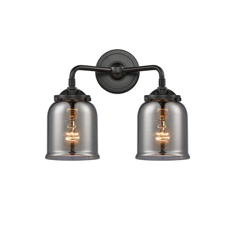 Innovations Lighting Small Bell 2 Light 13" Wide Bathroom Vanity Light - Oil Rubbed Bronze / Smoked