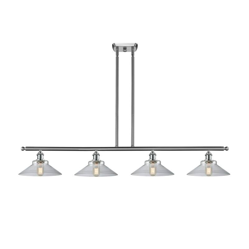 Innovations Lighting Disc 4 Light 48" Wide Linear Chandelier - Brushed Satin Nickel / Clear