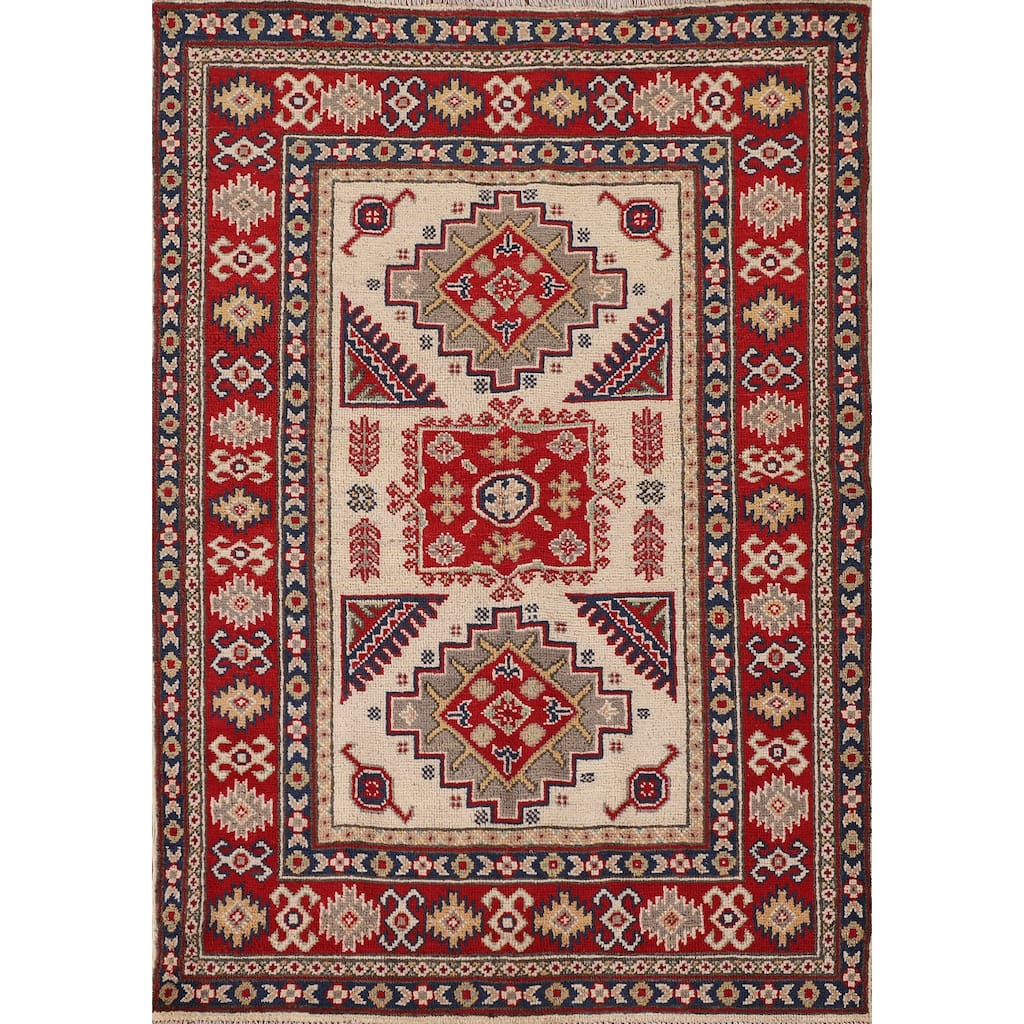 Kazak Oriental Accent Rug Hand-Knotted Wool Carpet - 3'5"x 4'9"