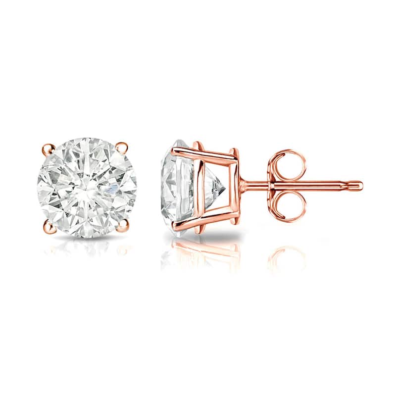 Auriya 14k Gold 1 1/4ctw Clarity-enhanced Diamond Stud Earrings (I2-I3) - Rose