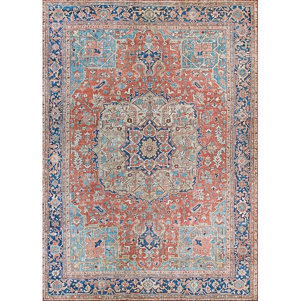 Dream Decor Rugs Legion Kirma Orange Blue Medallion Area Rug - 8' x 10'