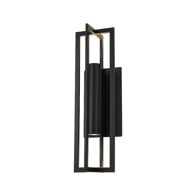 24 in. 2-Light Modern Black Square LED Outdoor Wall Sconce - 7 in. W x 24 in. H x 8.2 in. D