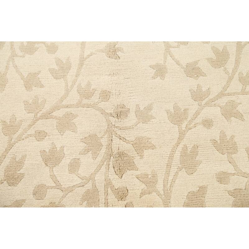 Floral Nepalese Vegetable Dye Wool Area Rug Hand-knotted Office Carpet - 5'8" x 8'7"