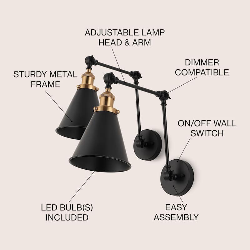 Elliot 7" Adjustable Arm Metal LED Wall Sconce, Chrome by JONATHAN Y