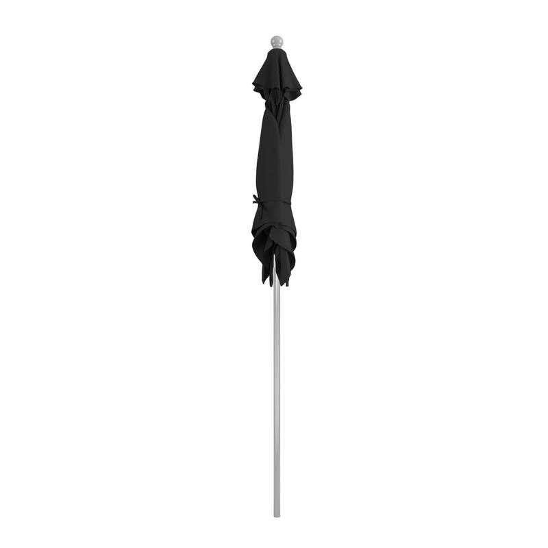 California Umbrella 6' Sq. Aluminum Frame, Fiberglass Rib Patio Umbrella, Push Open, Anodized Sliver Finish, Sunbrella Fabric
