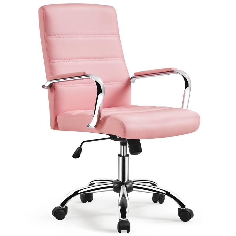Yaheetech Adjustable Mid-Back Faux Leather Swivel Office Chair