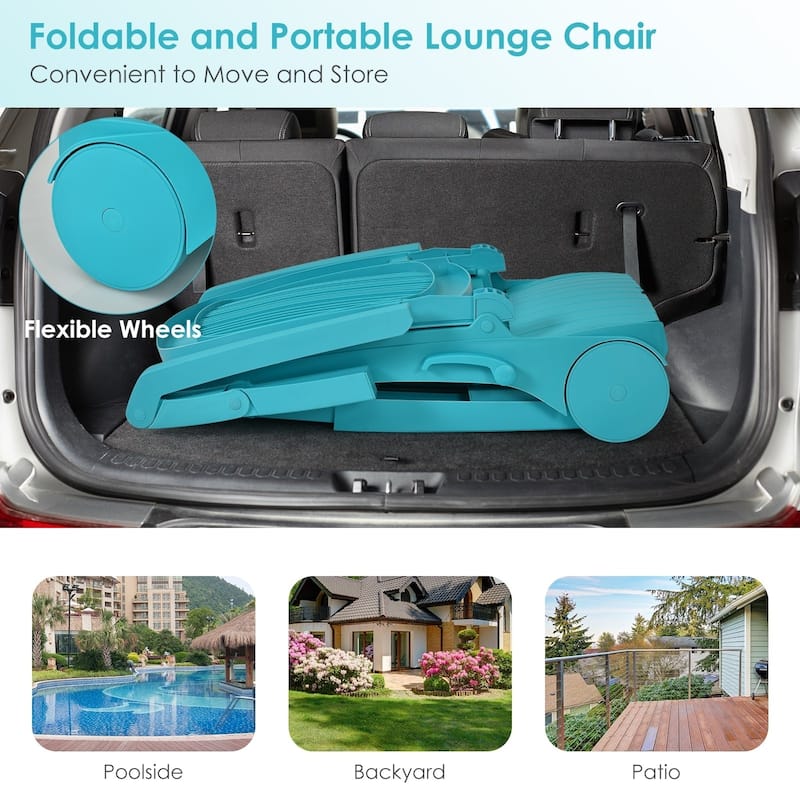 Adjustable Patio Sun Lounger with Weather Resistant Wheels - 65.5" x 29" x16.5"-37" (L x W x H)