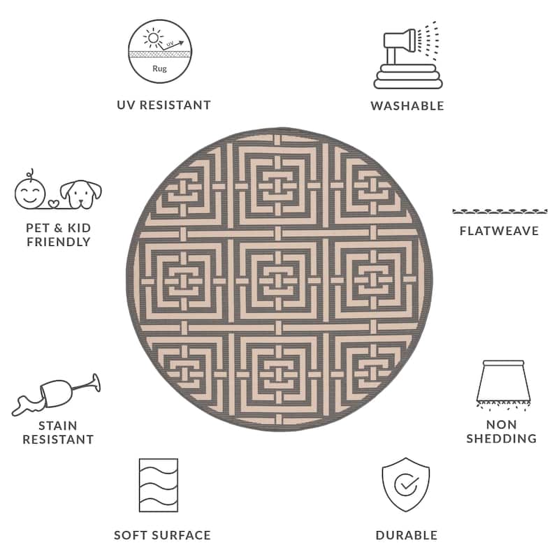 SAFAVIEH Courtyard Errica Indoor/ Outdoor Waterproof Patio Backyard Rug