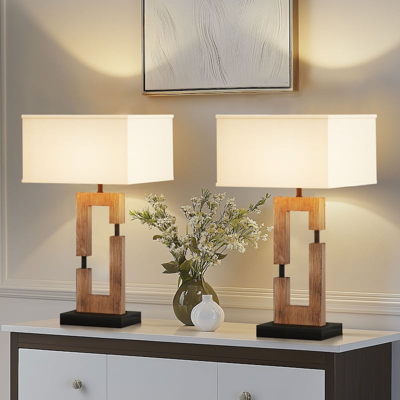 Bedside Lighting Wood Table Lamps (Set of 2)