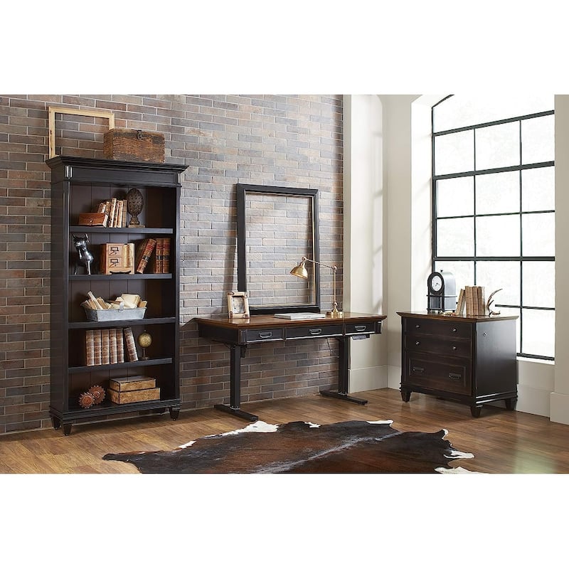 Hartford Open Wood Bookcase, Storage Cabinet, Office Shelves, Black - 40 W x 78 H x 14 D