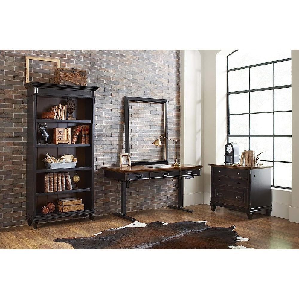 Hartford Open Wood Bookcase, Storage Cabinet, Office Shelves, Black - 40 W x 78 H x 14 D