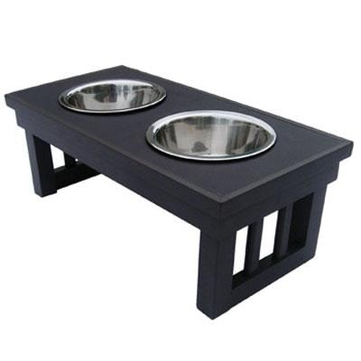 Ecoflex Adjustable Height Double Dog Bowl By New Age Pet-Medium-Espresso