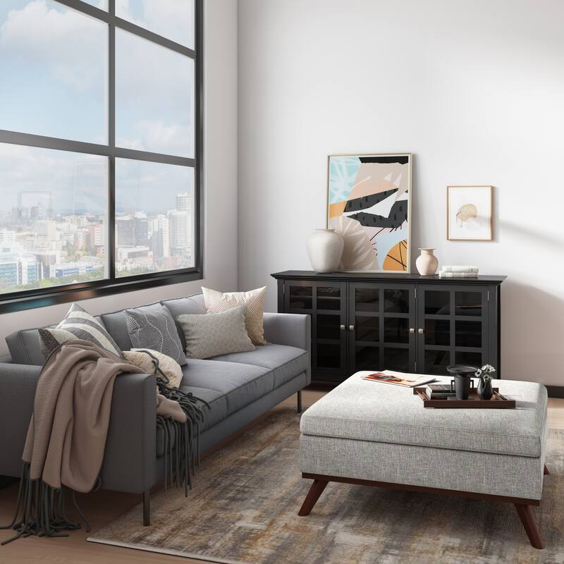 Square Coffee Table Storage Ottoman