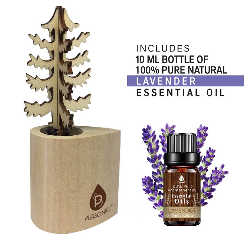 Pursonic 3D Tree Reed Diffuser with 100% Pure Lavender Essential Oil - N/A