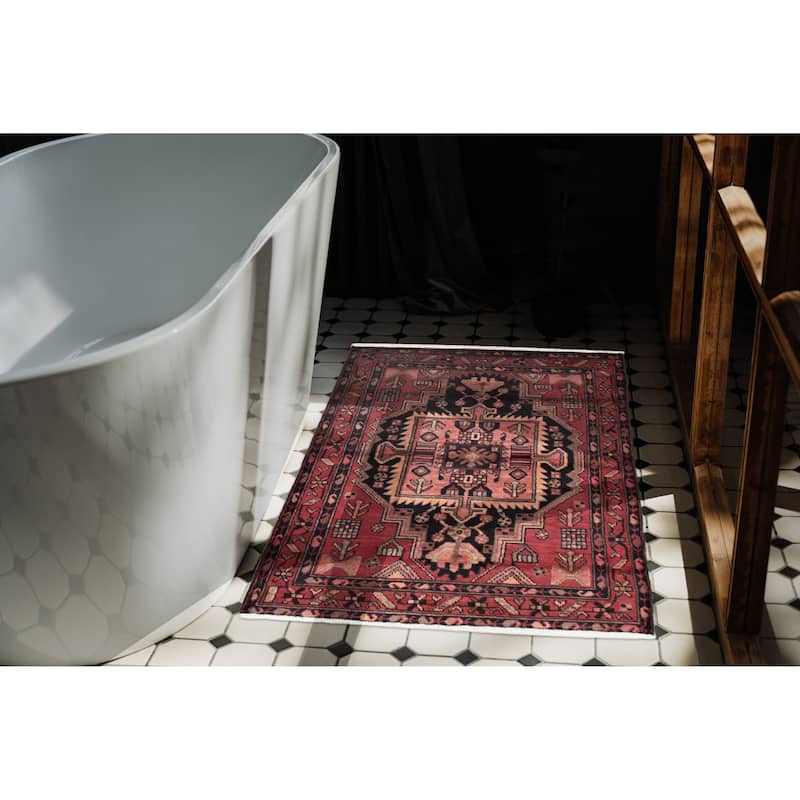 ECARPETGALLERY Hand-knotted Andelz Red Wool Rug - 3'6 x 4'10