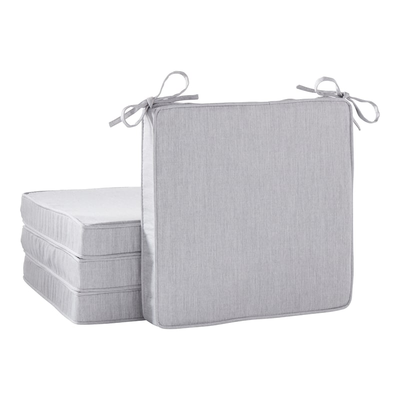 Sunbrella Indoor/ Outdoor 17-inch Square Corded Chair Pad - Canvas Granite - Set of 4