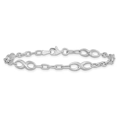 Curata 10k White Gold Fancy Polished Infinity Cable Link Bracelet 7.5 Inch