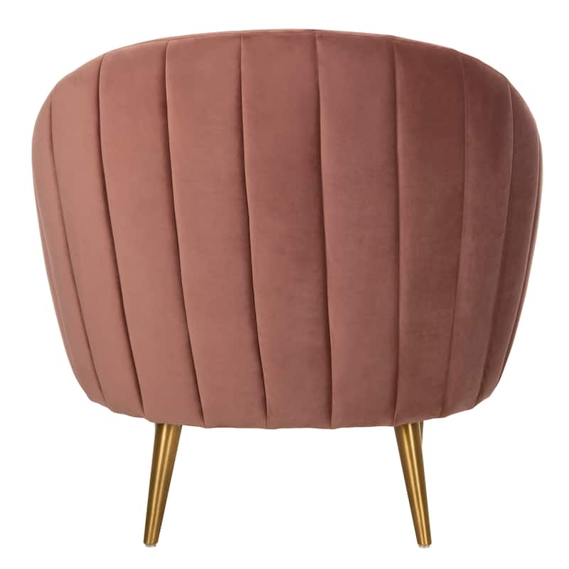 SAFAVIEH Couture Razia Dusty Rose Velvet Channel Tufted Tub Chair - 32.1" W x 30.3" L x 1.5" H