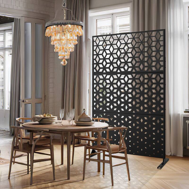 Metal Privacy Screen Wall Decoration Free Standing-6.3 ft. H X 4 ft. W
