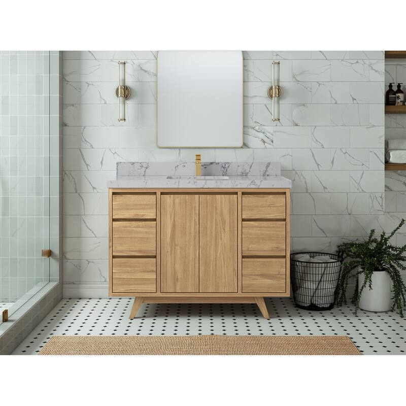 Willow Collections 48 in. W x 22 in. D Madison Teak Single Sink Bathroom Vanity with Countertop