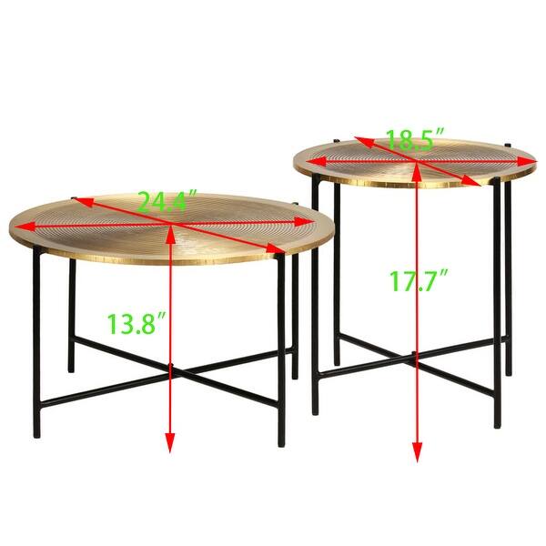 Table Set 2 Pcs Mental-Covered MDF Industrial Dining Table Set Round