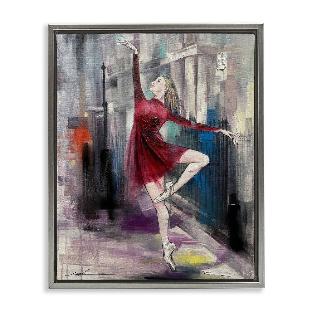 Stupell Ballet on City Street Framed Floater Canvas Wall Art Design By Lucille Lee