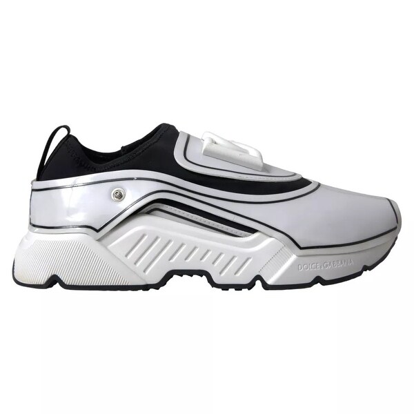 Dolce & Gabbana White Black Logo Plaque Daymaster Sneakers Men's
