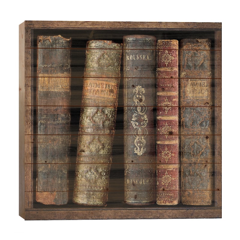 In The Library II Print On Wood by Russell Brennan - Multi-Color - 26x26x1.5