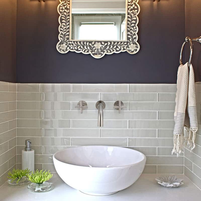 WOWOW Wall Mount Double Handle Bathroom Faucet