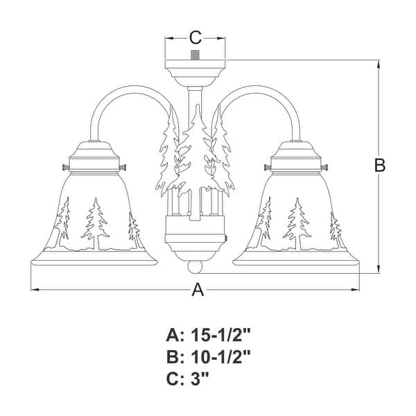 Yosemite 3L LED Bronze Rustic Tree Mini Chandelier or Fan Light Kit - 15.5-in W x 10.5-in H x 15.5-in D