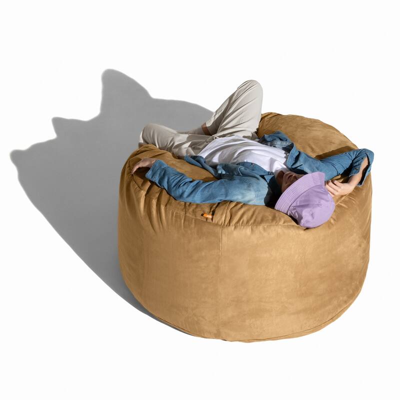 Jaxx Basics 4 Foot Large Adult Bean Bag Chair, Oversized with Filler - Beige - Large
