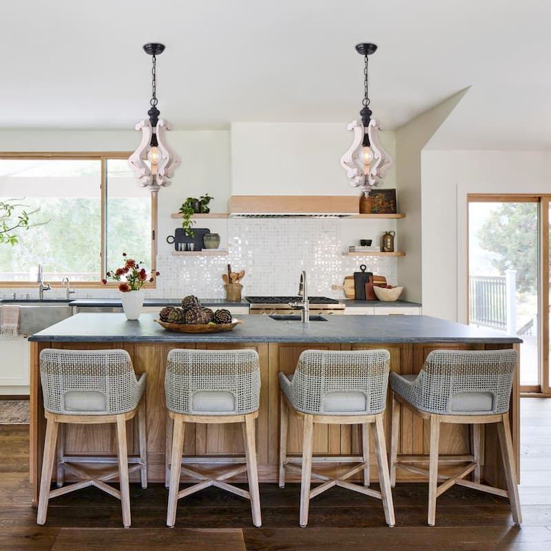 Bella Depot 1-Light Rustic Wood Chandelier Farmhouse Distressed Wood Pendant Light
