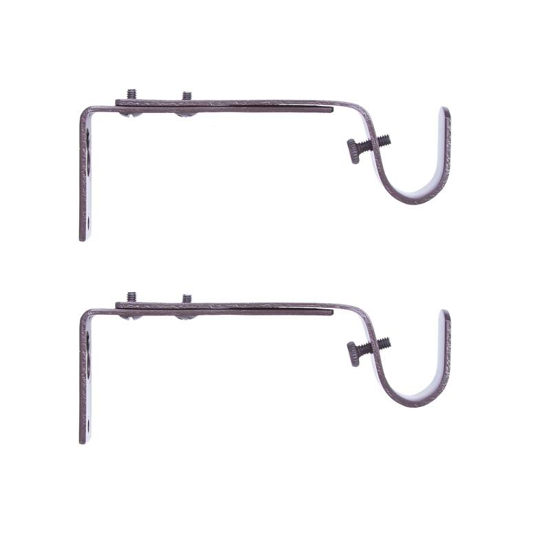 Kenney® 3/4" Adjustable 4.5-6.125" Curtain Rod Mounting Brackets, Set of 2, Black - Mocha