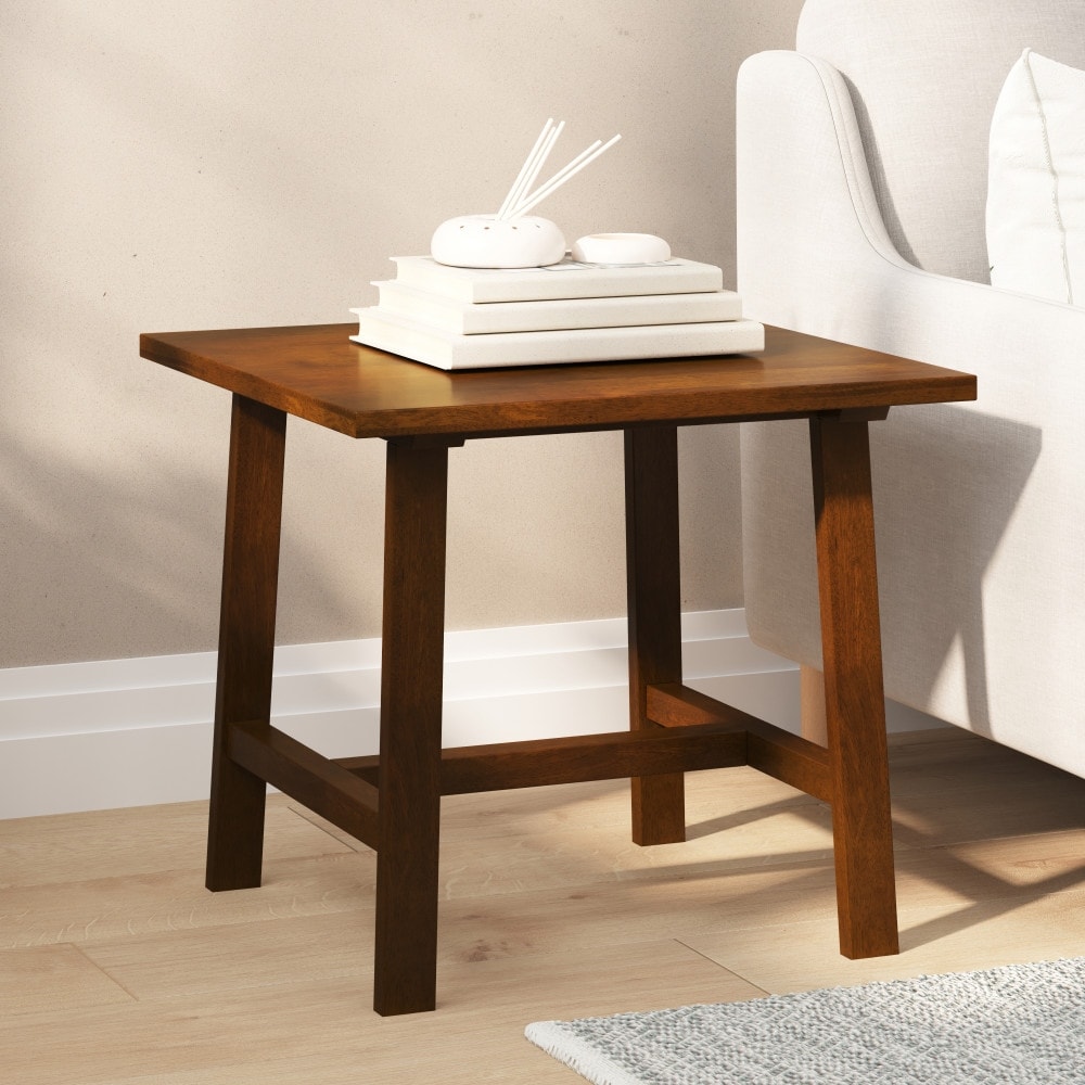 Farmhouse Style Trestle Base End Table