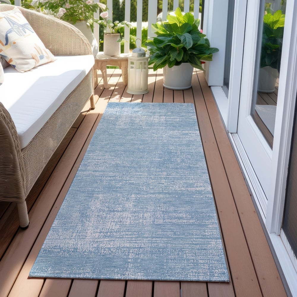 Machine Washable Indoor/ Outdoor Chantille Abstract Solid Rug