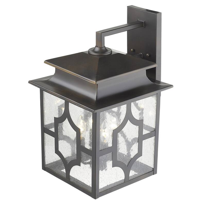 Outdoor Wall Light Fixture with Seedy Glass Shade and Bronze Flush Mount E12 LED Compatible