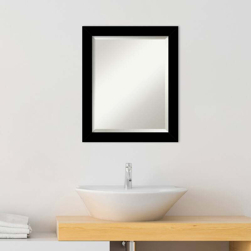 Brushed Beveled Framed Bathroom Vanity Wall Mirror - Brushed Black