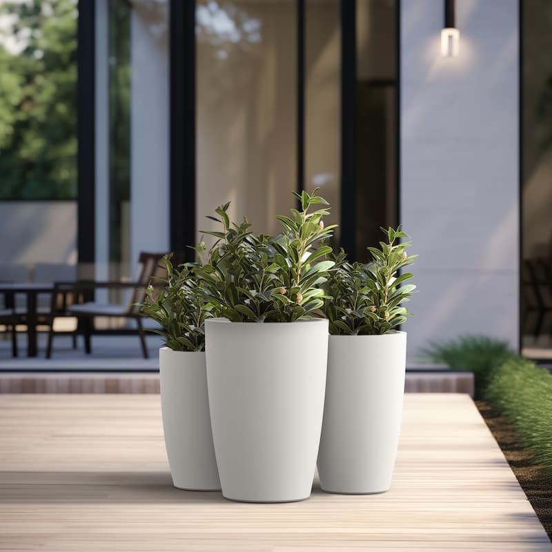 Tall Concrete Round Plant Pots / Large Indoor and Outdoor flower Planters