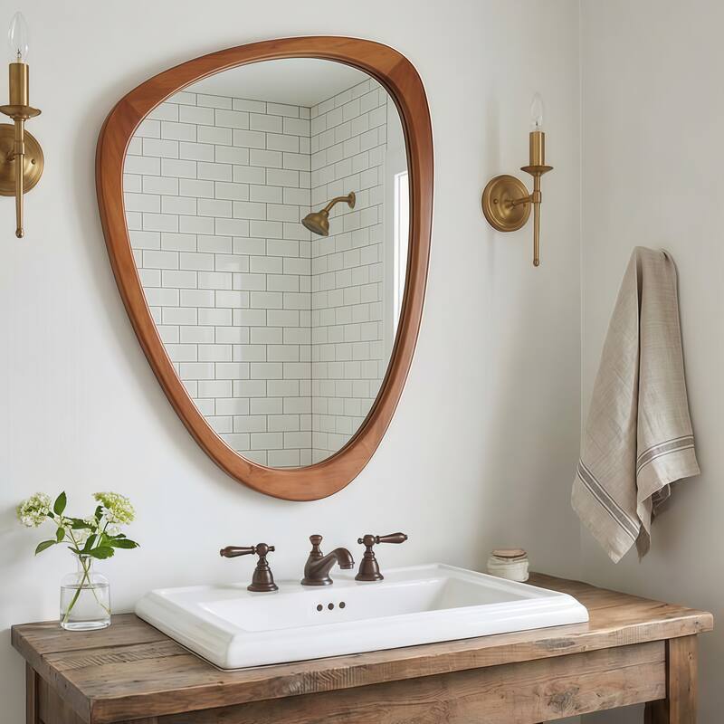 Irregular Solid Wood Frame Decorative Mirror