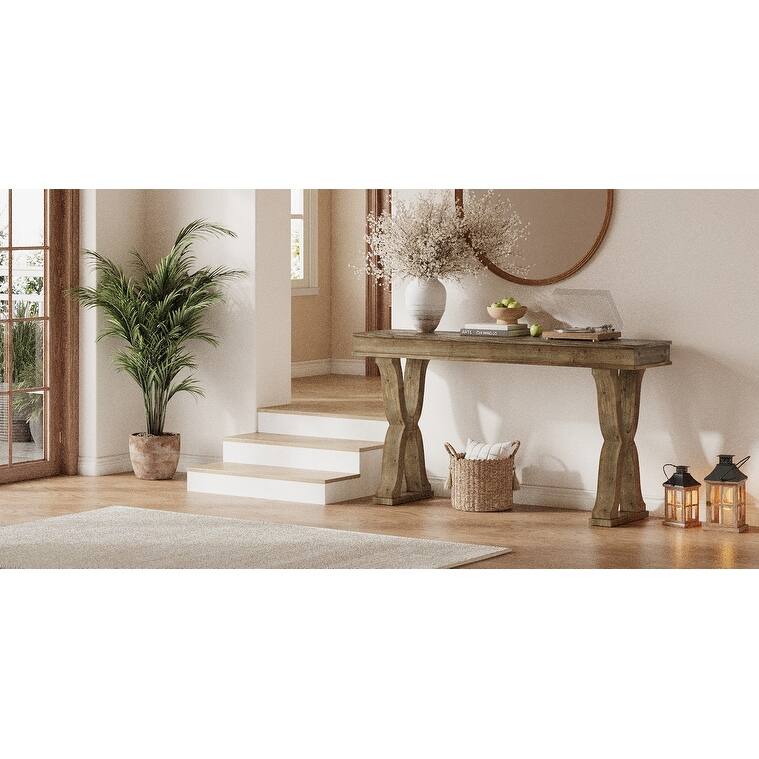 Solid Wood Console Table, Entryway Table, Long Sofa Side Hallway Foyer Table for Living Room