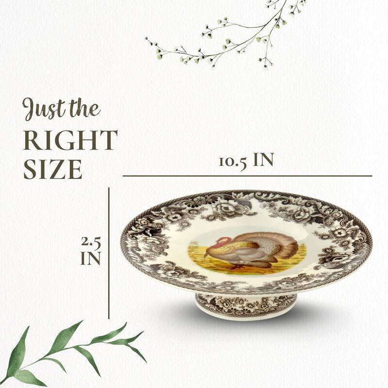 Spode Woodland Turkey Footed Cake Plate - 10.5 in