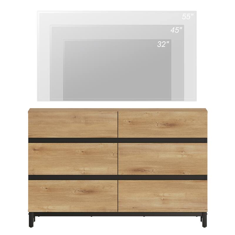 WAMPAT Modern TV Stand for TVs up to 110 inch, Entertainment Center with Drawers , Wood Media TV Console for Living Room