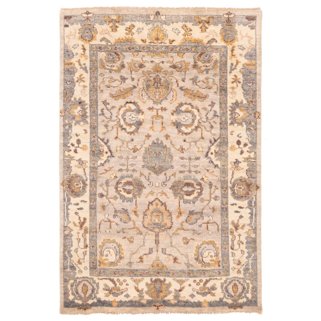 ECARPETGALLERY Hand-knotted Jules Serapi Light Grey Wool Rug - 6'1 x 9'2