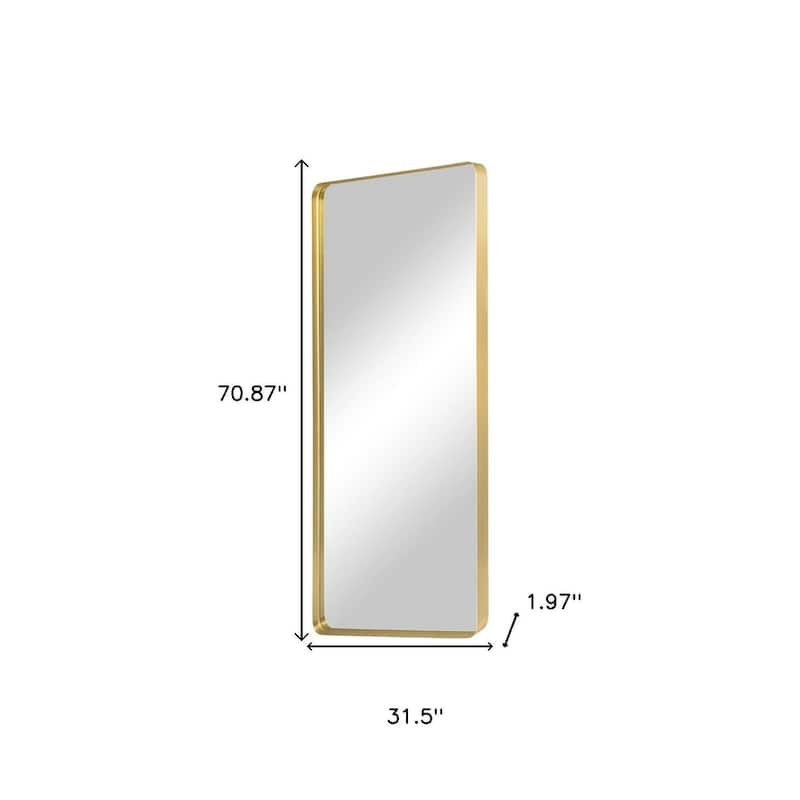 HomeRoots Gold Aluminum Leaning Framed Full Length Mirror - 31.50 in. x 70.87 in. x 1.97 in.
