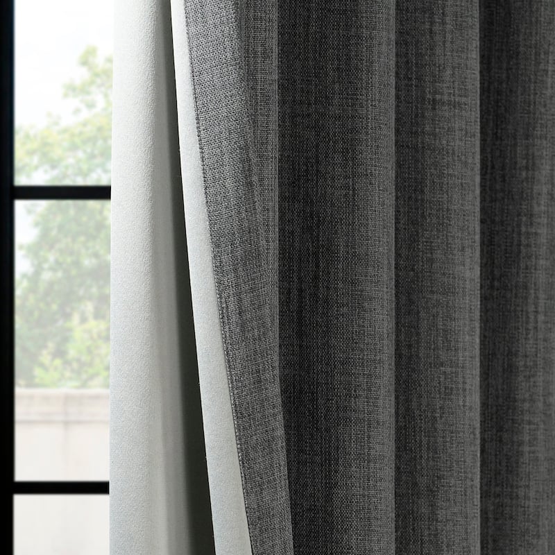 Exclusive Fabrics Grommet Textured Faux Linen Room Darkening Curtains for Bedroom & Living Room Curtains (1 Panel)