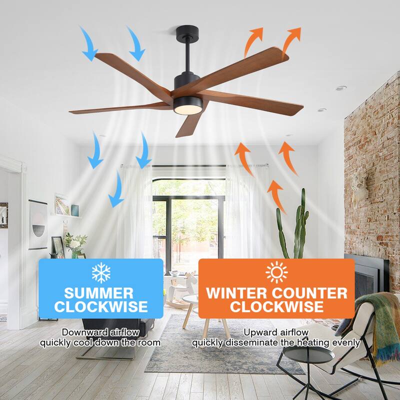 WINGBO 54" and 64" 5 ABS Blades DC Motor Indoor Ceiling Fan with Light & Remote