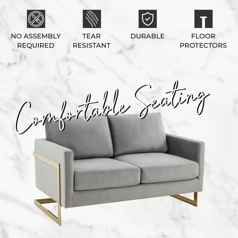 Lincoln Velvet 2-Seater Sofa with Foam Cushions Pocket Spring Stainless Steel Base Removable Cushion Fully Assembled